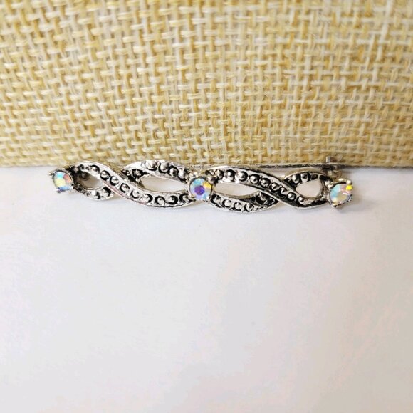 Vtg AAI Signed Dainty Silver Rhinestone Pin Brooch - Picture 1 of 3